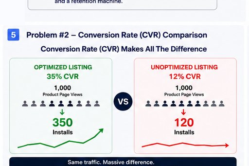Conversion rate comparison — same traffic, three times the installs